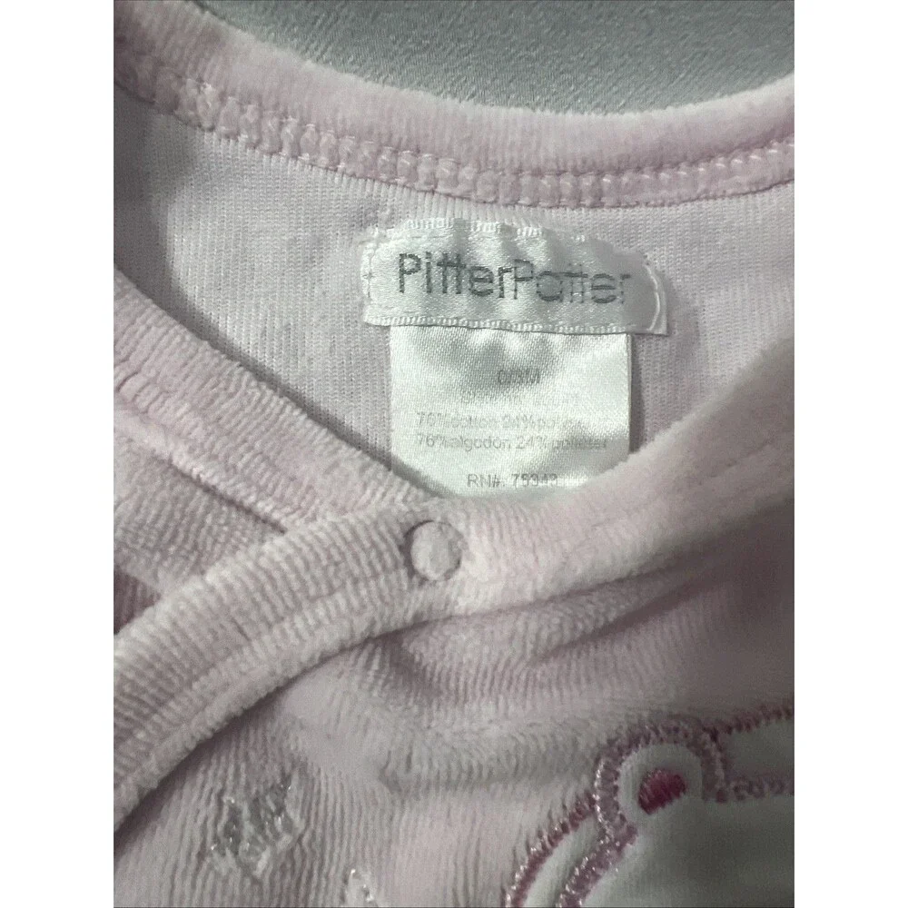 Vintage Pitter Patter Pink Baby Footed One Piece sz 0-3 Months - Picture 4 of 10